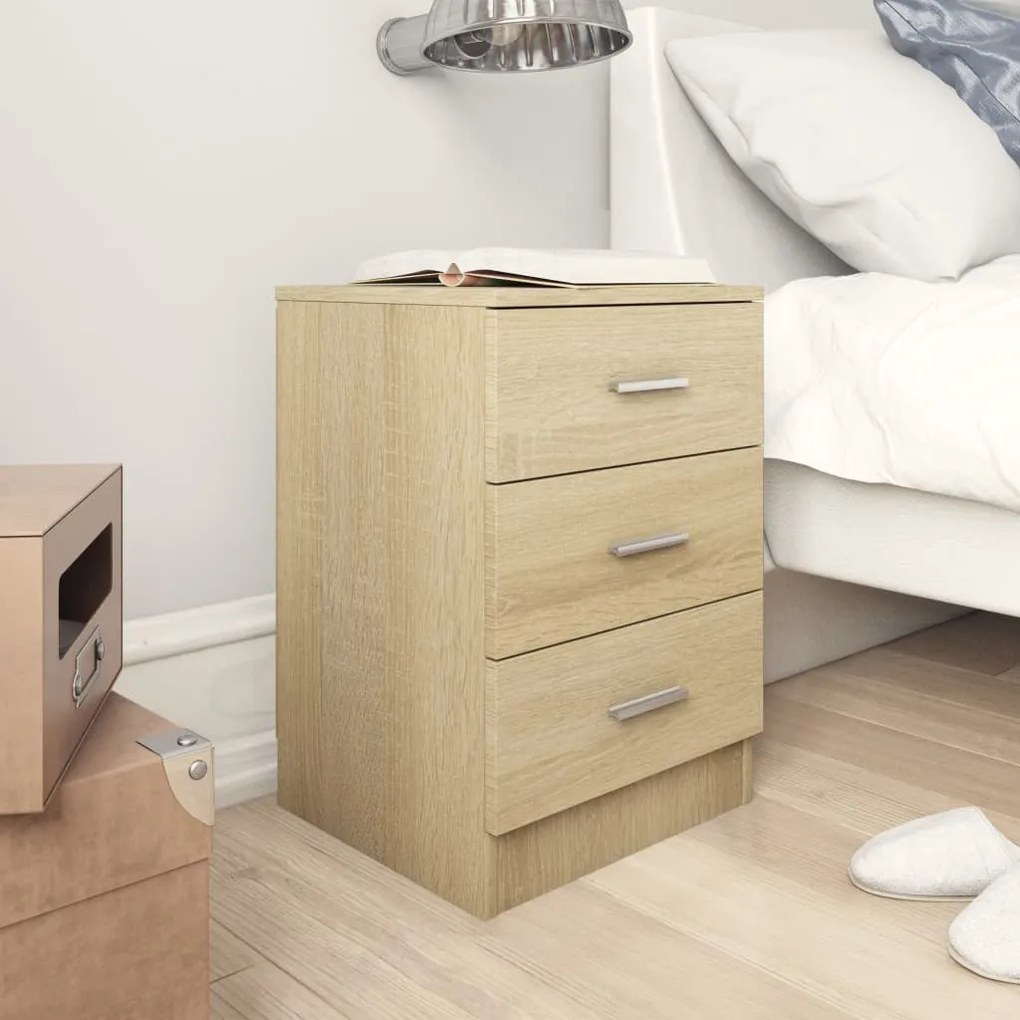 Comodino Rovere Sonoma 38x35x56 Cm İn Legno Multistrato /