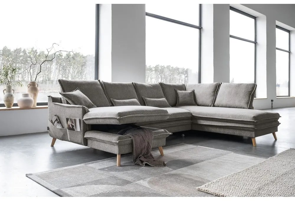 Divano letto angolare grigio (angolo destro/"U") Charming Charlie - Miuform