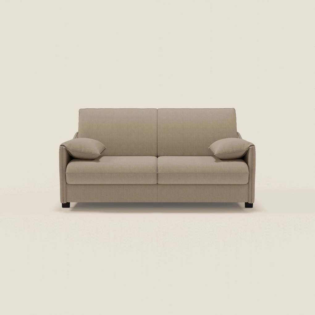 Primula divano letto con materasso alto 18 cm - braccioli mobili e tessuto smacchiabile T05 beige