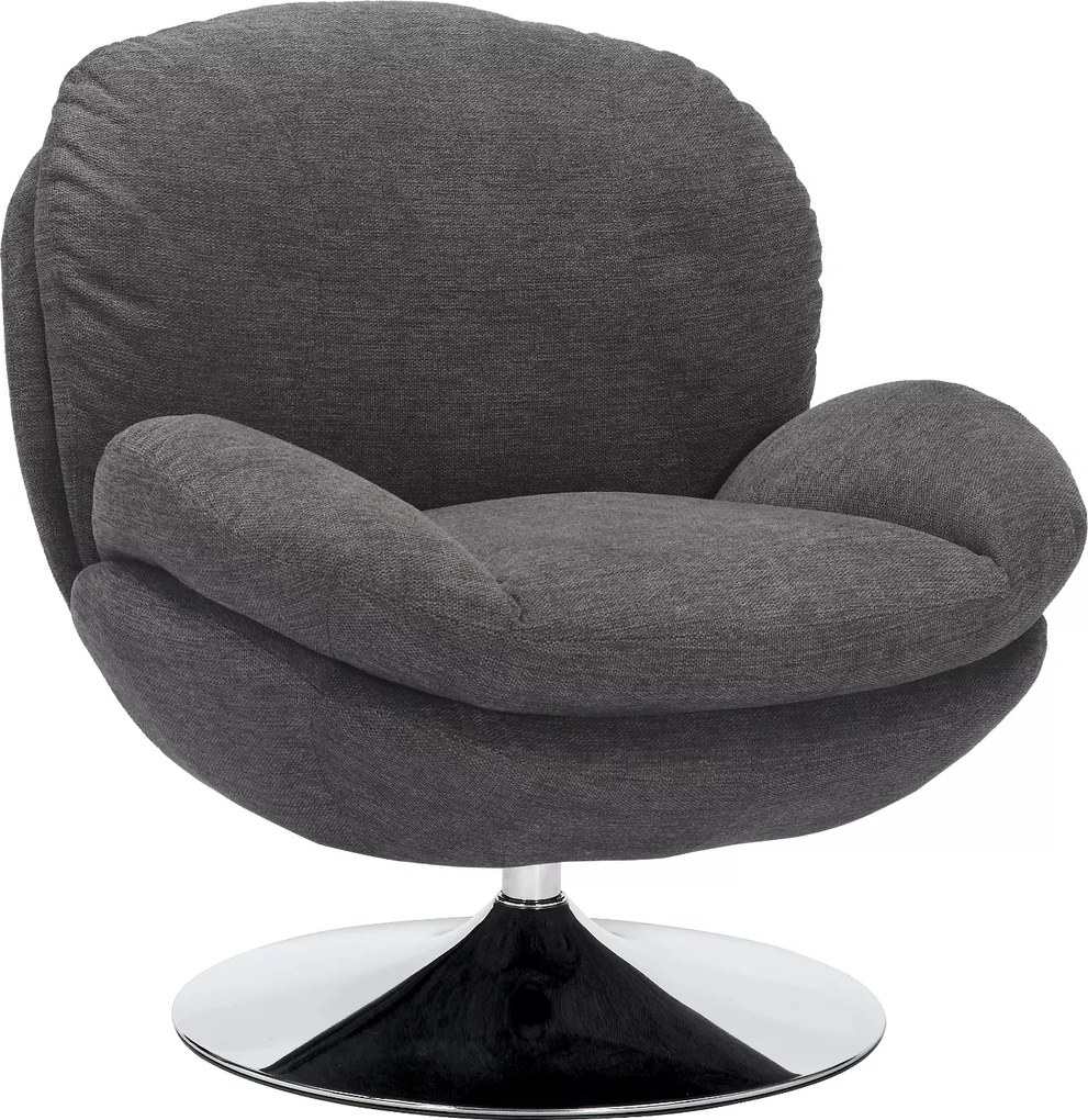 Poltrona Brigitte Brego in tessuto grigio scuro Brego 18 con struttura in metallo cromato e seduta girevole – 77x87x83 cm