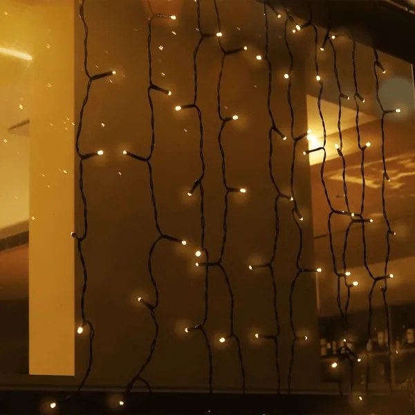 Aigostar - Catena di Natale solare a LED 100xLED/8 funzioni 4x1m IP65 bianco caldo