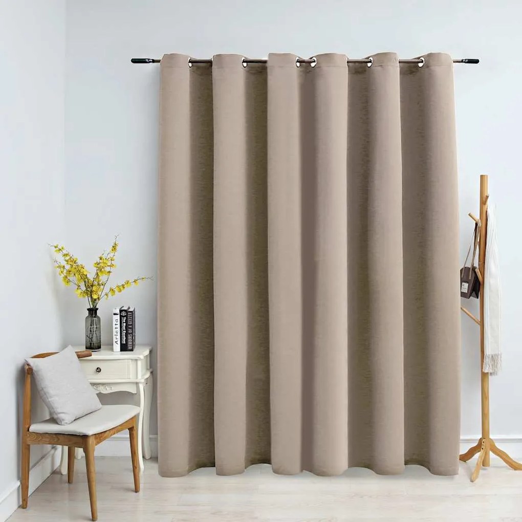 Tenda Oscurante Con Anelli İn Metallo Beige 290x245 Cm /