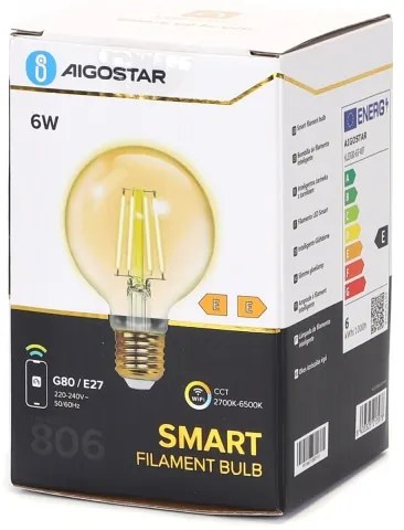 Lampadina LED dimmerabile FILAMENT G80 E27/6W/230V 2700-6500K Wi-Fi - Aigostar