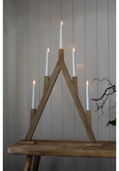 Markslöjd 706161 - Candelabro natalizio BJURFORS 5xE10/3W/230V marrone