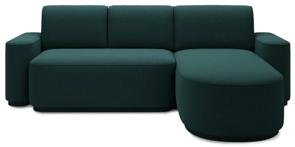 Divano angolare verde allungabile/con contenitore (con penisola a destra/con chaise lounge) e rivestimento in ciniglia Aurumm – ELTAP