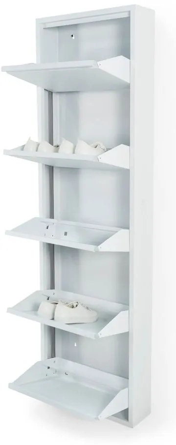 Scarpiera bianca in metallo con ante ribaltabili 50x169x15 cm Billy – Spinder Design