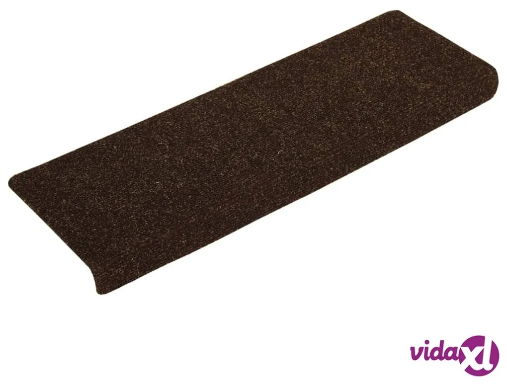 vidaXL Tappetini per Scale Tessuto Agugliato 15 pz 65x21x4 cm Marrone