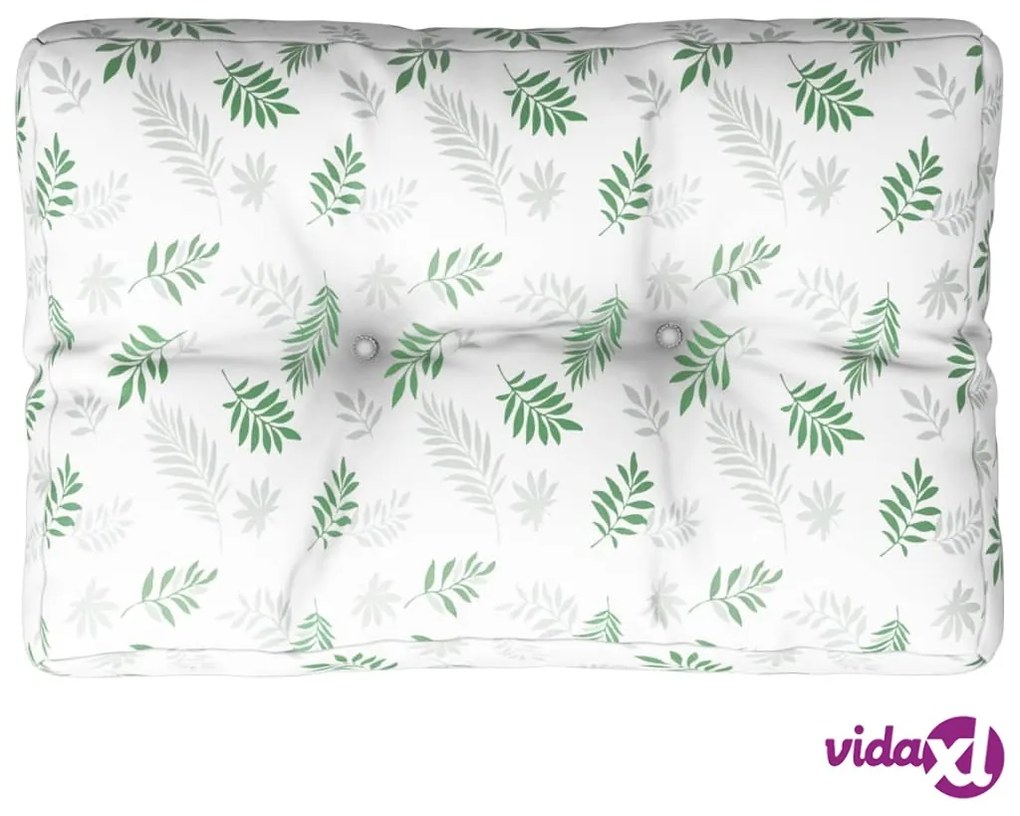 vidaXL Cuscino per Pallet con Motivo a Foglie 50x40x12 cm in Tessuto