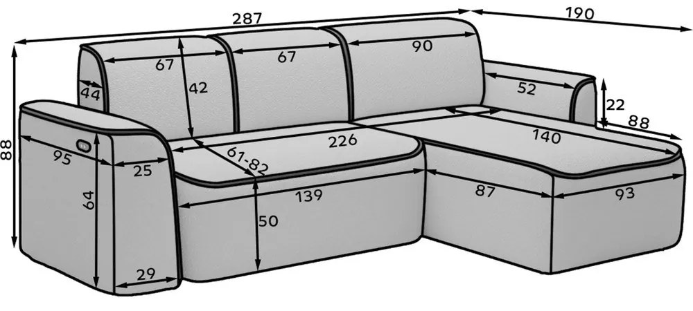 Divano angolare grigio scuro (con penisola a destra/con chaise lounge) e rivestimento in bouclé Ume – ELTAP