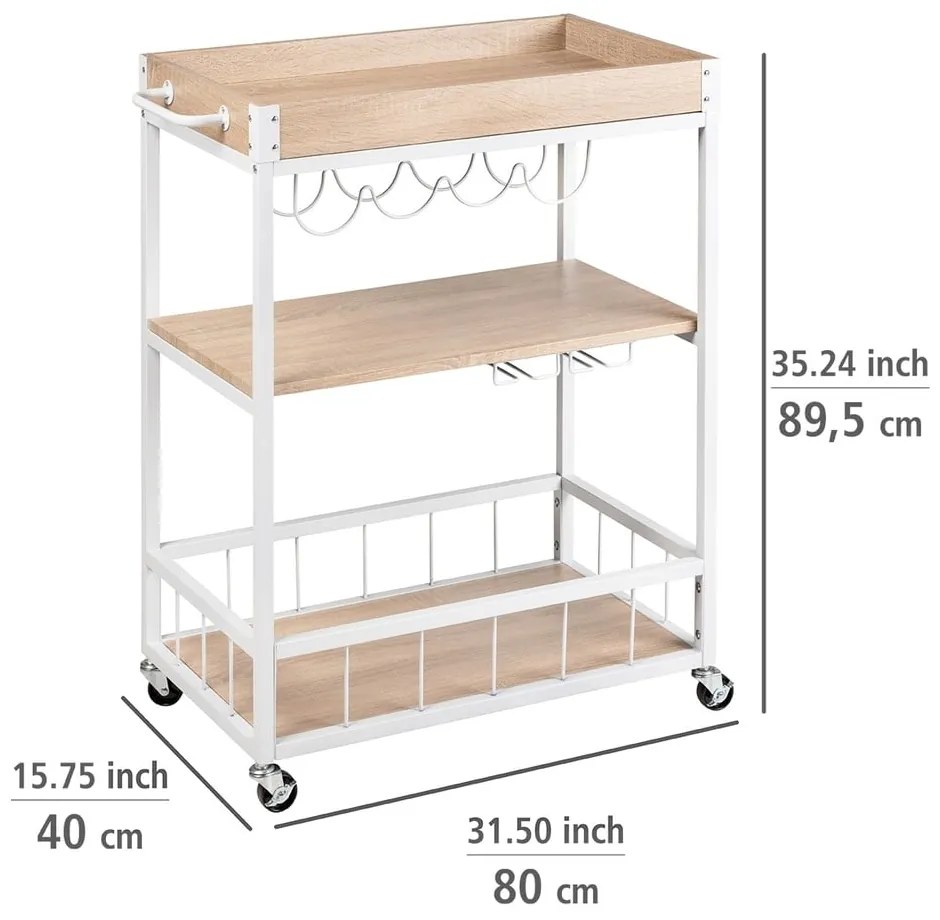 Tavolo da portata su ruote 40x80 cm Rustico - Wenko