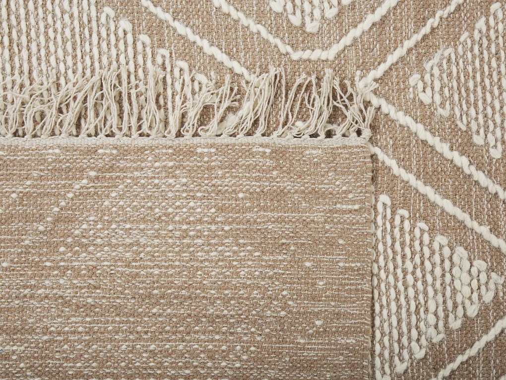 Tappeto cotone beige e bianco 140 x 200 cm KACEM Beliani