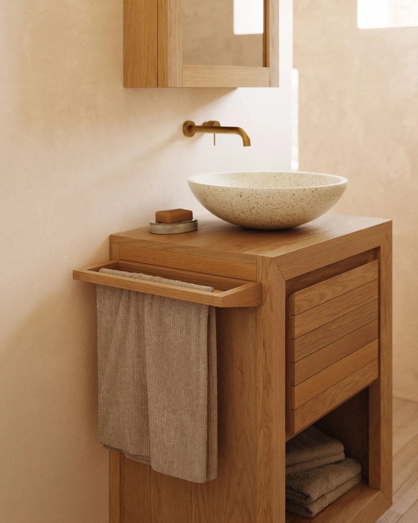 Kave Home - Mobile da bagno Kenta legno massiccio di teak finitura naturale 60 x 45 cm