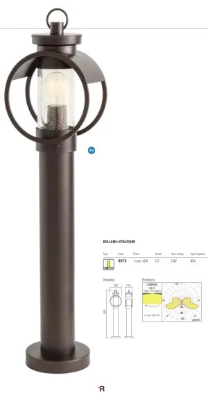 Redo 9573 - Lampada da esterno COMPASS 1xE27/42W/230V IP33