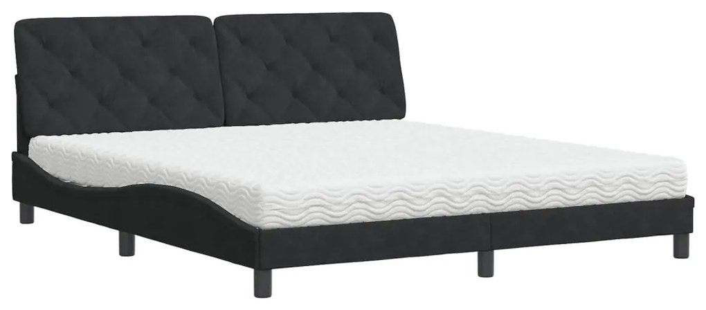 Letto con materasso nero 180x200 cm in velluto