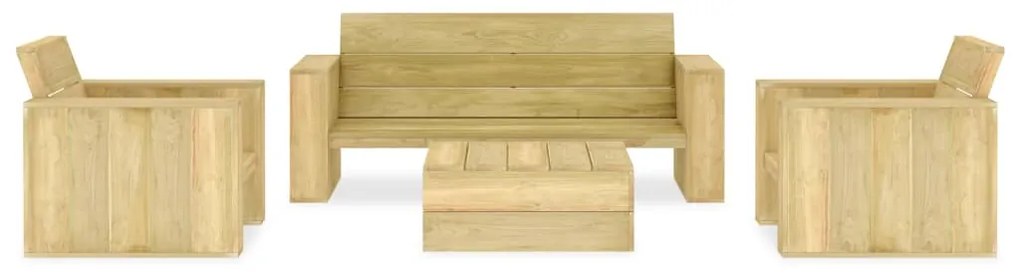 Set divani da giardino 4 pz in legno di pino impregnato