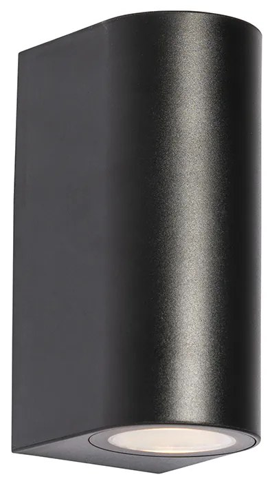 Lampada da parete esterna moderna ovale in plastica nera 2 luci - Baleno