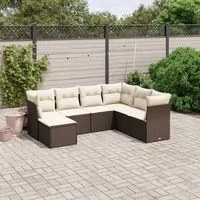 Set Divani da Giardino 7 pz con Cuscini Marrone in Polyrattan 3263219