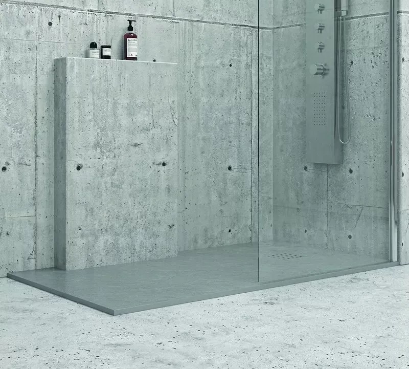Piatto doccia 140x90 effetto pietra colore grigio - KAMALU