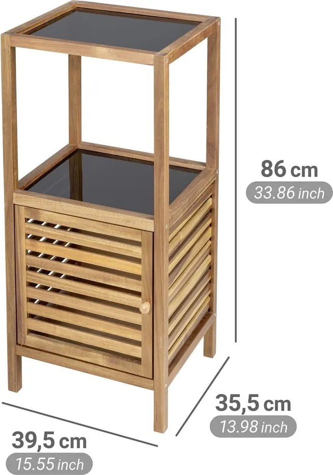 Mobile per bagno nero/di colore naturale in acacia massiccia basso/stretto 39,5x86 cm Fondi – Wenko