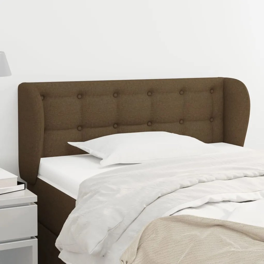 Testiera Ad Orecchio Marrone Scuro 83x23x78/88 Cm İn Tessuto /