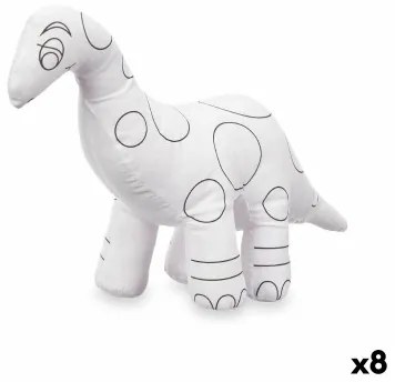 Peluche da Colorare Bianco Nero Stoffa 28 x 22 x 9 cm Dinosauro (8 Unità)