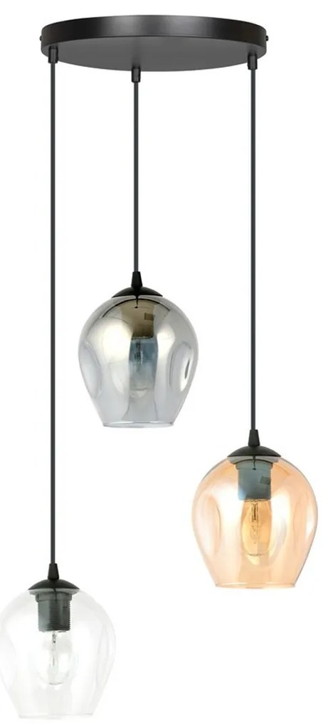 Lampadario a Sospensione in Acciaio e Vetro ISTAR 3 BL PREMIUM 3xE27