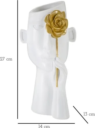 Vaso Face Con Fiore Cm 14X13X27