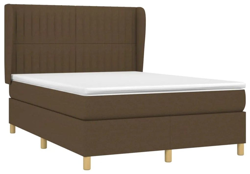 Giroletto a molle con materasso marrone scuro 140x200cm tessuto