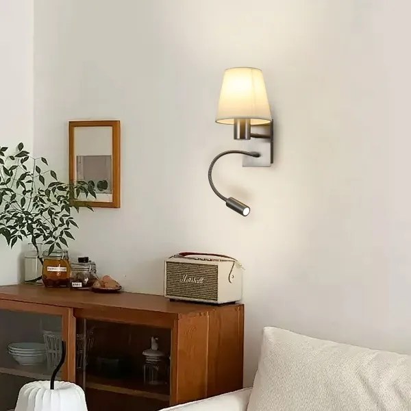 Brilagi -LED Lampada flessibile da muro NUBILA 1xE27/25W/230V+LED/3W cromo opaco/color crema