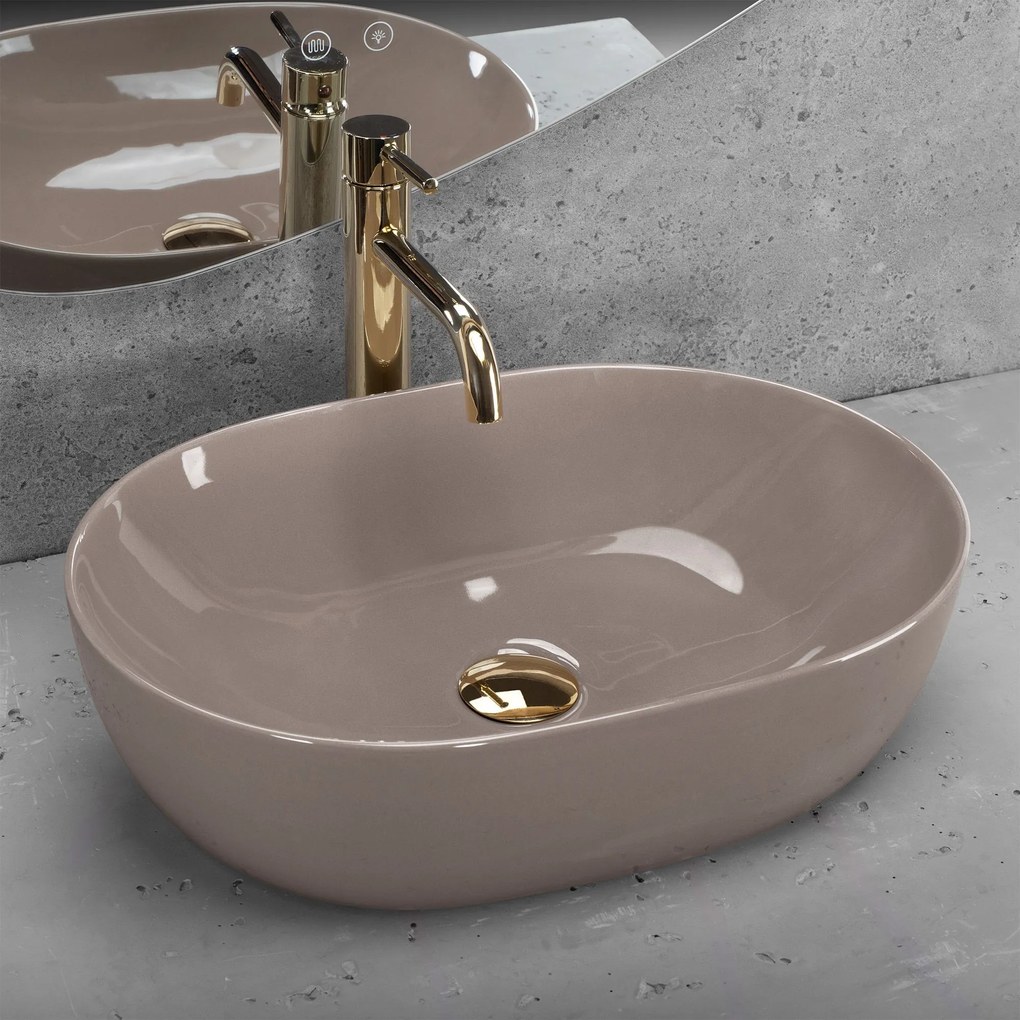 Lavabo da appoggio Rea Lisa Beige Shiny