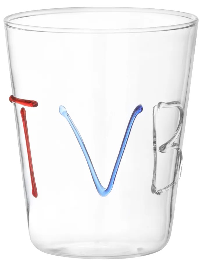 Bicchiere scritta Tvb in vetro borosilicato, da 380 ml