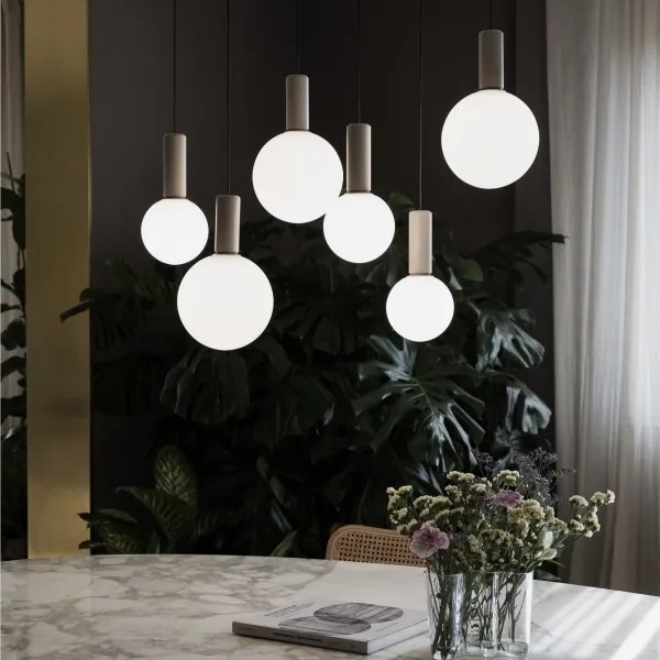 Ideal Lux - Lampadario LED a sospensione su cavo ODEON LED/8W/230V CRI 90 Ø 15 cm beige/bianco