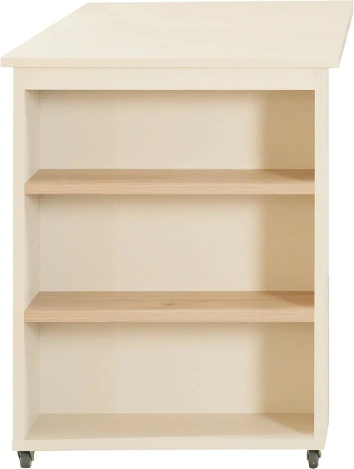 Letto da bambini rialzato beige con contenitore e scrivania rete non inclusa 90x200 cm Studio – Roba