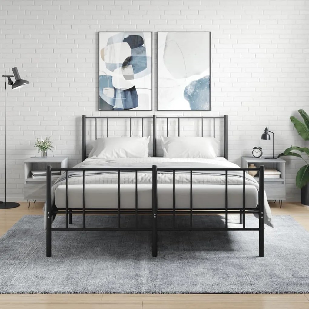 Comodini 2pz Grigio Sonoma 40x35x50 Cm İn Legno Multistrato /