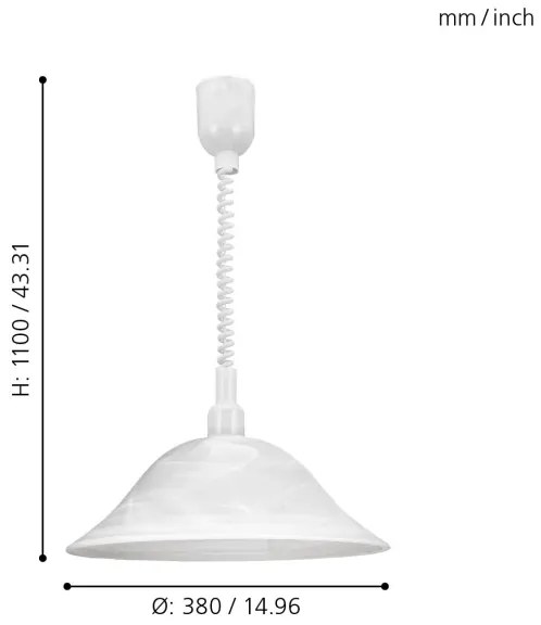 Eglo 3355 - Lampadario ALESSANDRA 1xE27/60W/230V