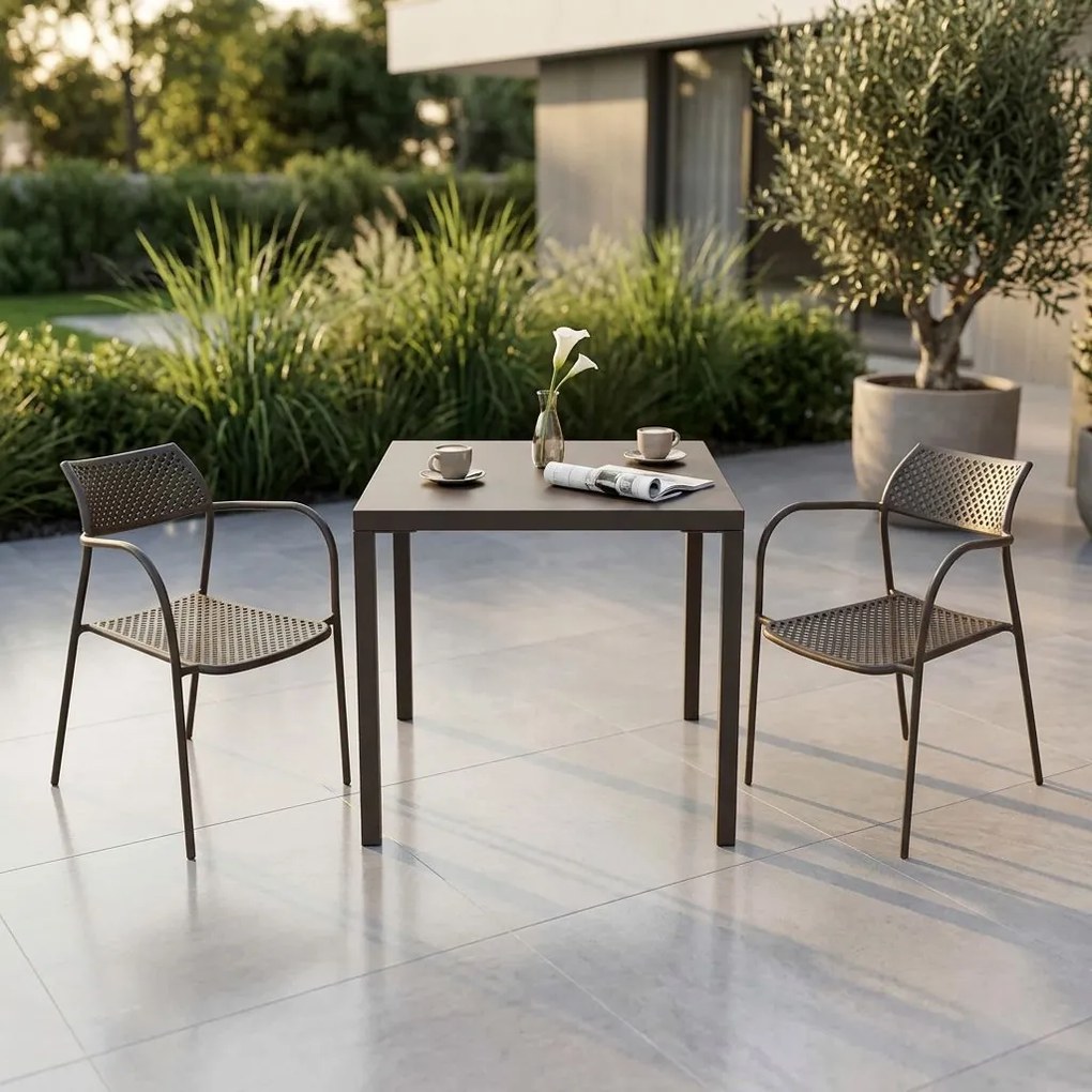 INDEX - set tavolo in metallo cm 80 x 80 x 73h con 2 poltrone Aviim