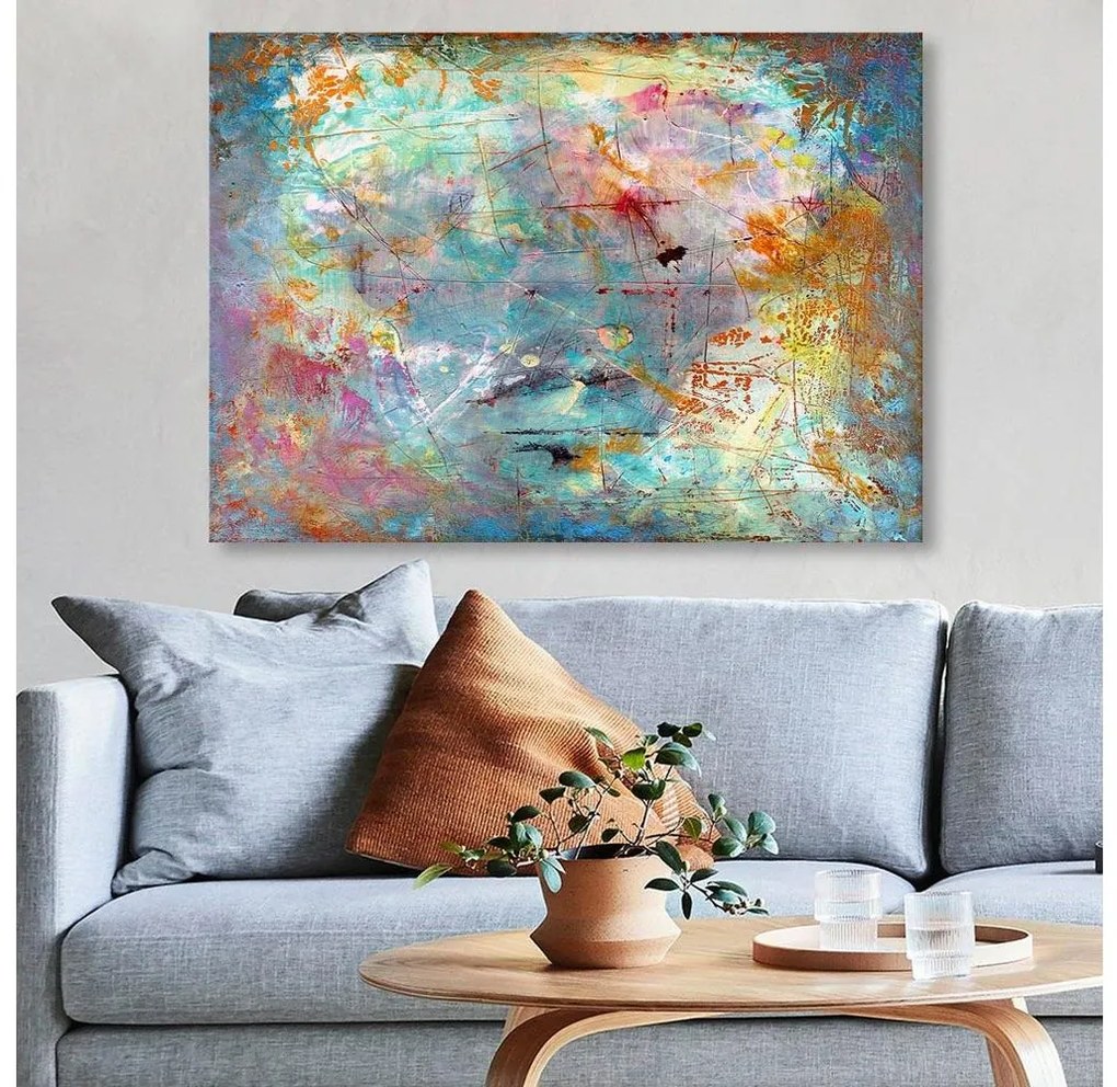 Pittura murale su tela 70x100 cm multicolore