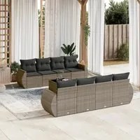 Set Divano da Giardino 9 pz con Cuscini Grigio in Polyrattancod mxl 112401