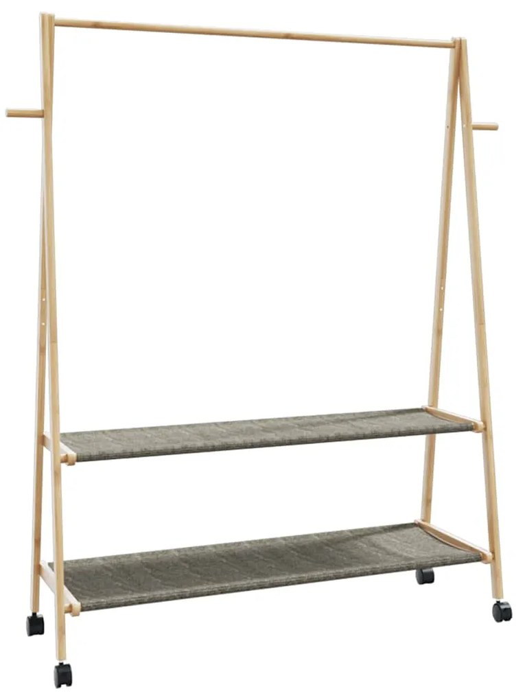 Appendiabiti Con Ripiani E Ruote 132x45,5x155,5 Cm İn Bambù /