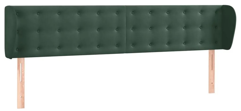 Testiera ad orecchio verde scuro 203x23x78/88 cm in velluto