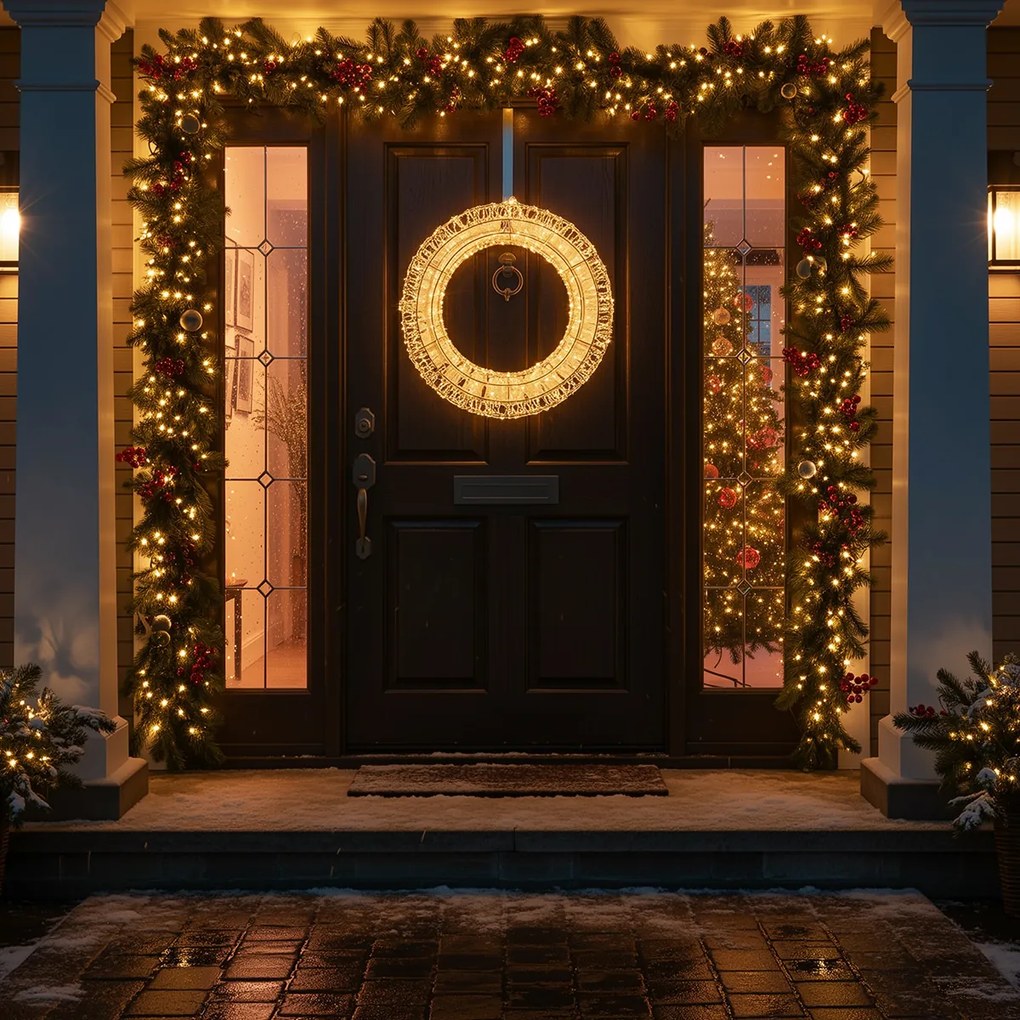 Lampada a sospensione natalizia a forma di ghirlanda argento 45 cm incl. LED IP44 - Nawa