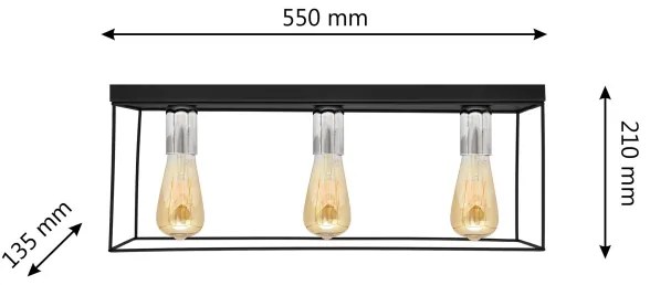 Plafoniera FINN 3xE27/15W/230V nero/cromo