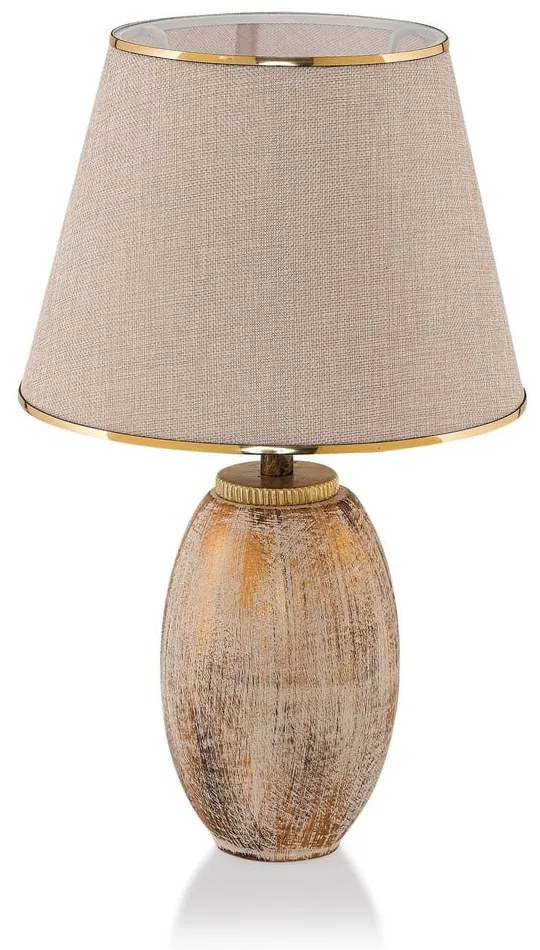 Lampada da tavolo color crema e dorata con paralume in tessuto (altezza totale 50 cm) Yakamoz – Opviq lights