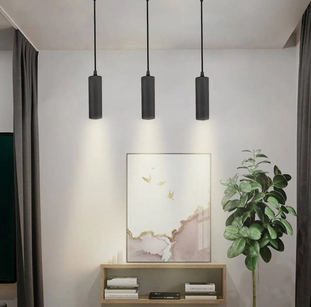 Lampada a Sospensione GU10 per Binario Monofase - Nera