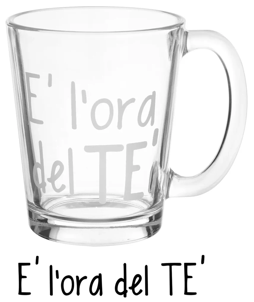 Tazza in vetro 310 ml scritta Ora del tè
