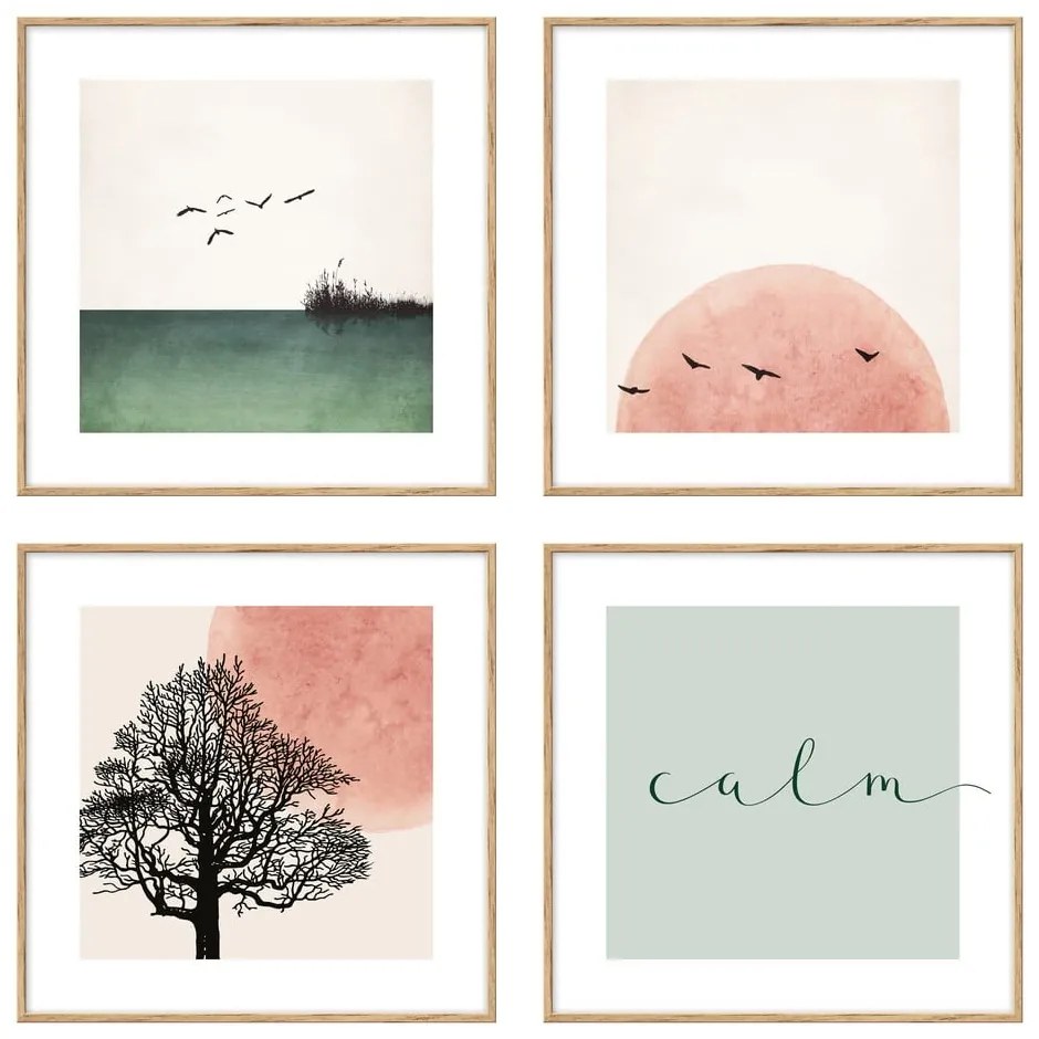 Quadri in set di 4 pezzi 30x30 cm Calm - knor