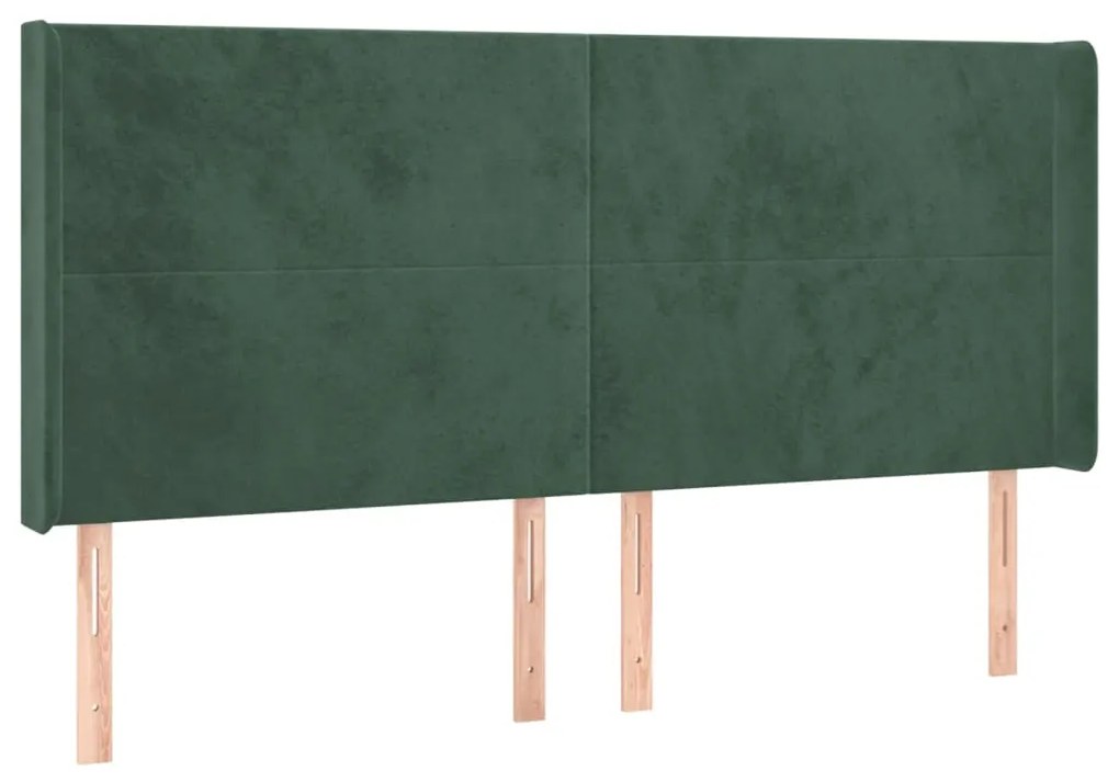 Letto a Molle con Materasso e LED Verde Scuro 200x200cm Velluto