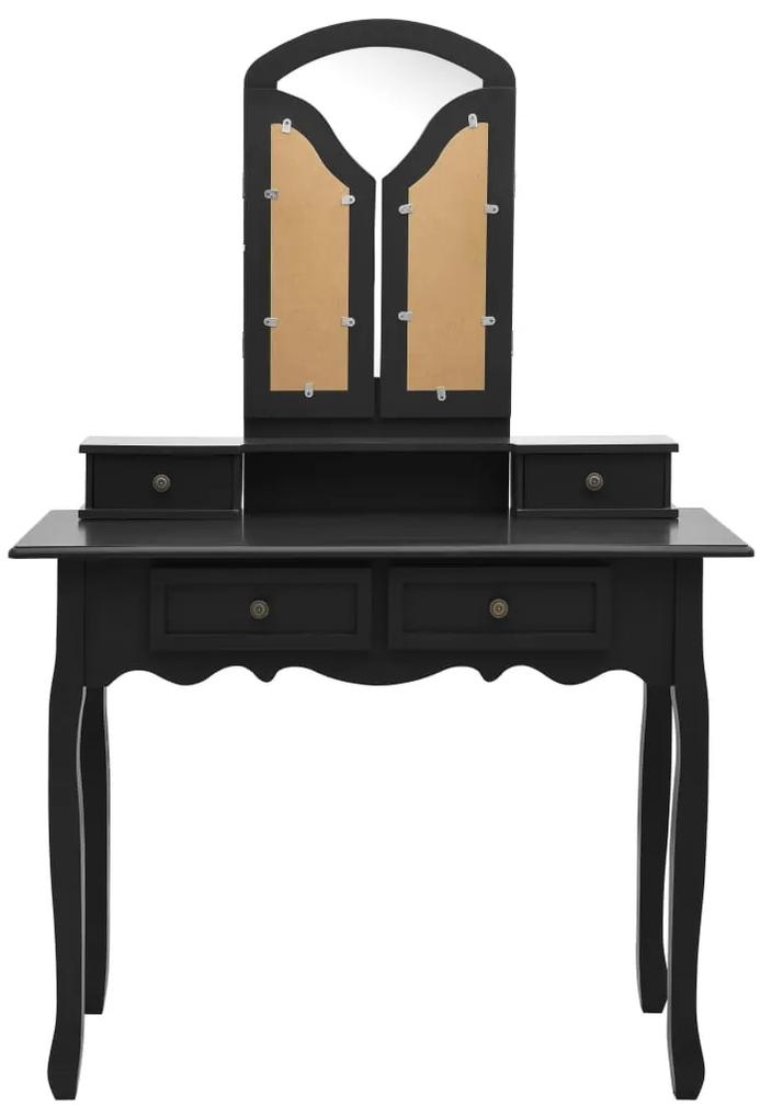 Tavolo da trucco e sgabello nero 100x40x146cm legno paulownia