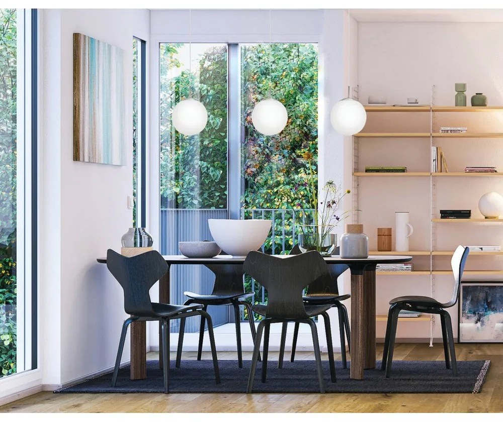 Lampadario bianco/argentato con paralume in vetro ø 20 cm RONDO – EGLO