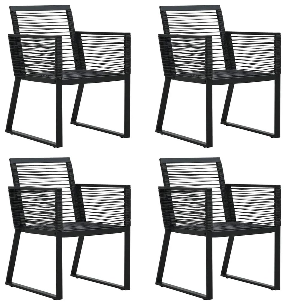 Set da pranzo da giardino 5 pz nero in rattan pvc